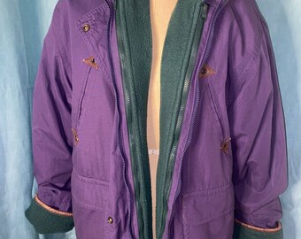 MULBERRY STREET PURPLE Teal Puff Jacket Coat Size Small Made In Russia
