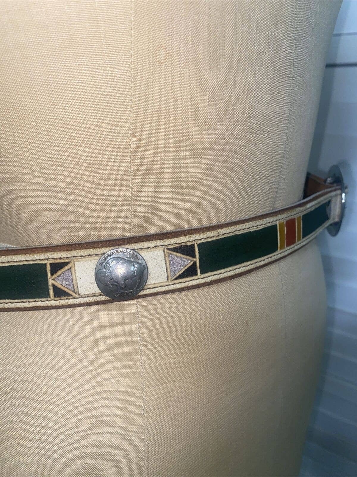 Vintage Handmade Southwest BUFFALO/INDIAN Head Nickel Belt 