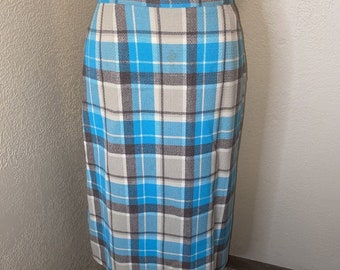 Pendleton Women's Vintage 100% Pure Virgin Wool Straight Plaid Skirt Size 16