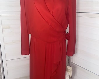 Vintage 80s Red Dress: Anne Kirk, Size 10, USA Made