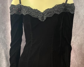 Vintage 80s Velvet Formal Dress Size 4 Small
