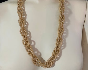 Vintage Costume Jewelry Gold Rope Chain Necklace