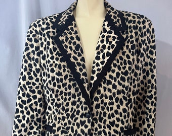 Womens Vintage 1980s Leopard Animal Print Blazer Size 20