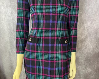 1990s Plaid Sweater Dress Size 8