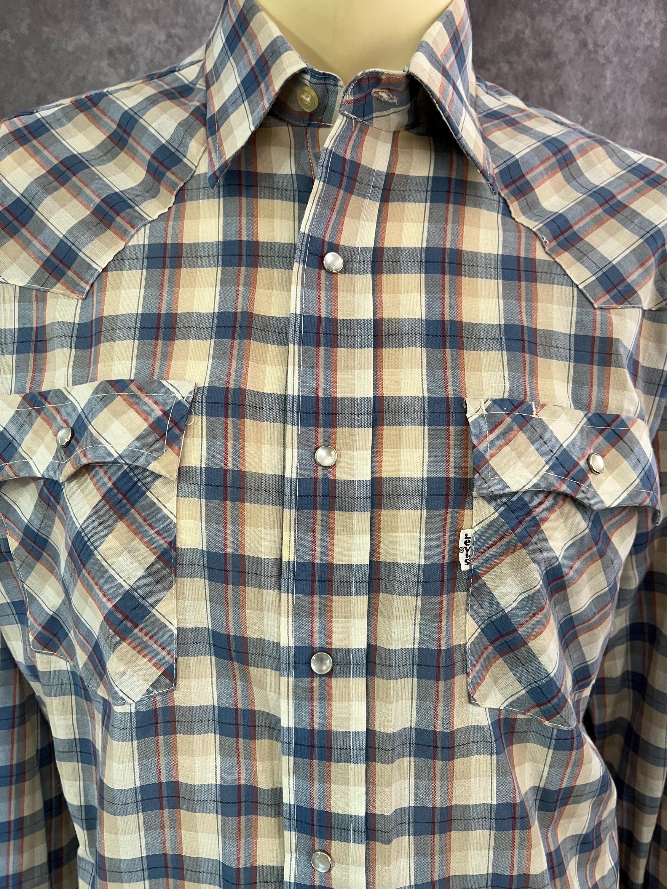Vintage Levi's Western Shirt With Pearl Snap Buttons Size Large