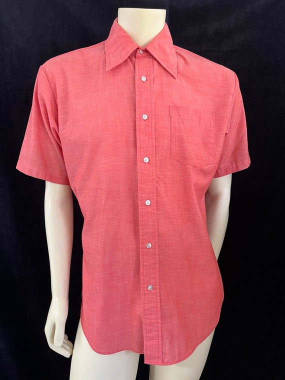 Men's Vintage 1970s Button Down Shirt Short Sleeve - image 1