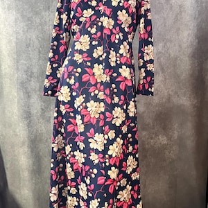 Vintage 1970s Floral Maxi Dress Size 14