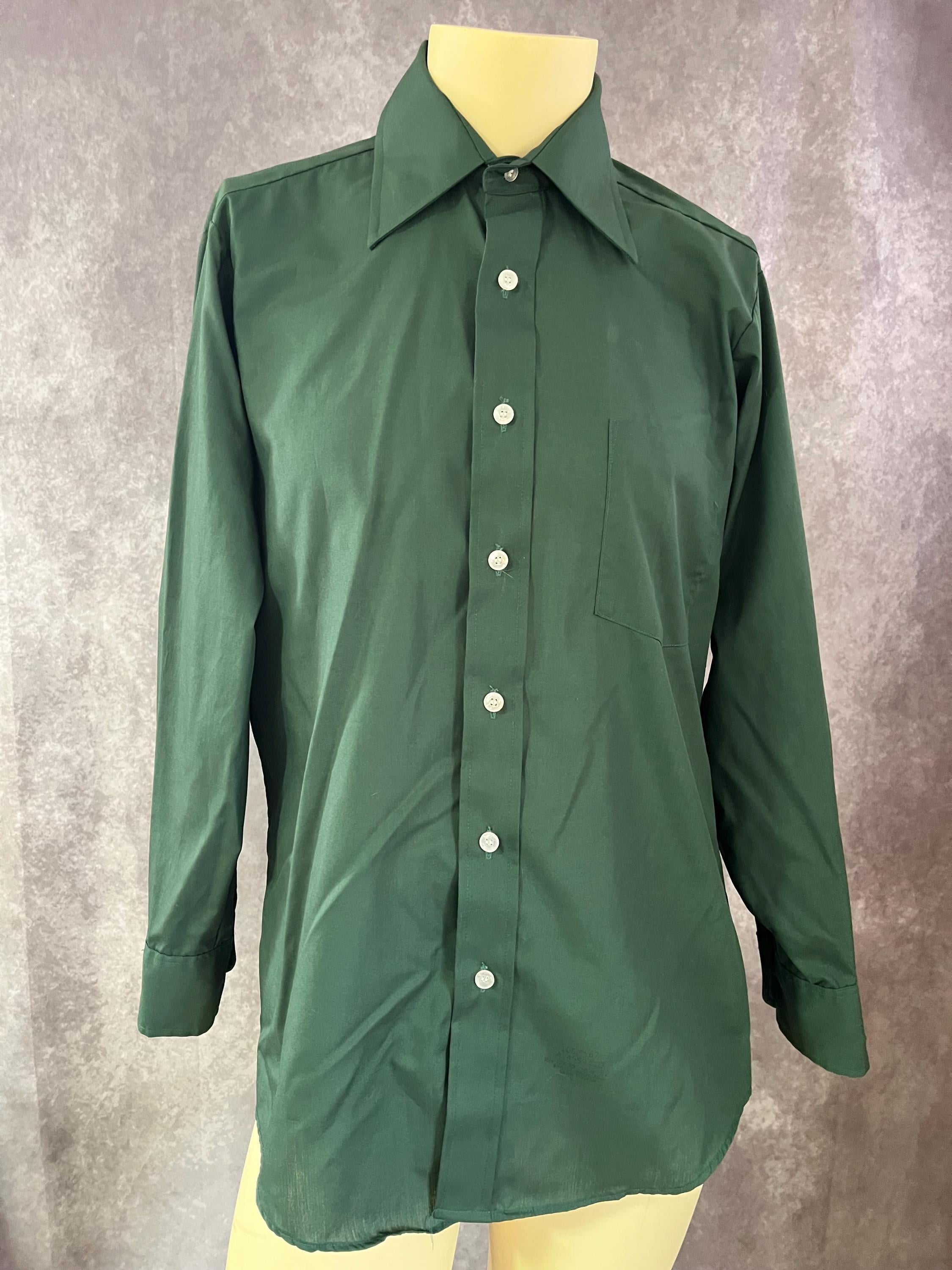 Vintage 70s Hunter Green Button Down Shirt Size 32 - Etsy