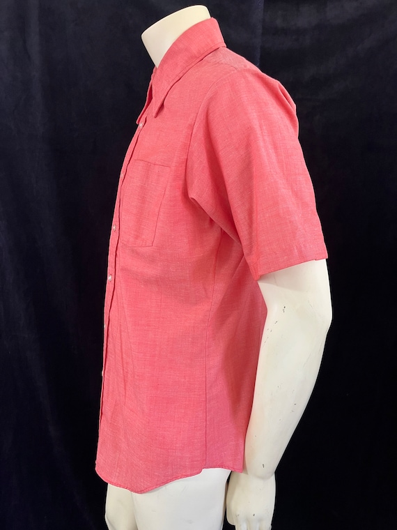 Men's Vintage 1970s Button Down Shirt Short Sleeve - image 3