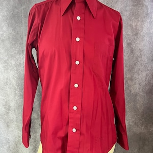 Vintage 70s Red Button Down Shirt Size 32