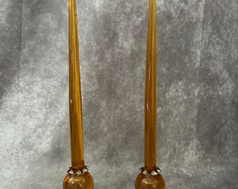Set of 2 Vintage MCM Lucite Candles and Holders