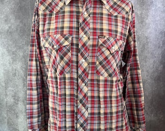 Camicia vintage Wrangler Western con bottoni in madreperla, taglia grande
