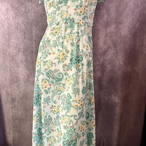 Vintage 1970s Paisley Floral Maxi Dress Size 11 Small