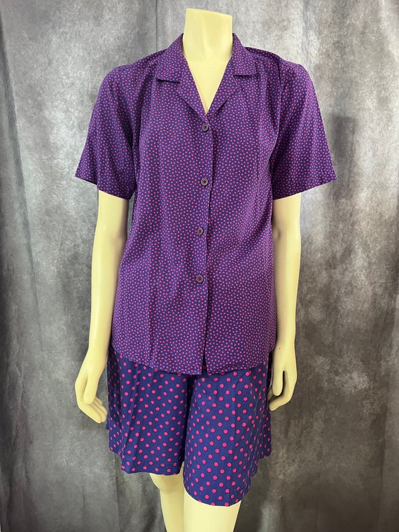 1980s 2 Piece Blouse and Shorts Set Size Small/Med - image 1