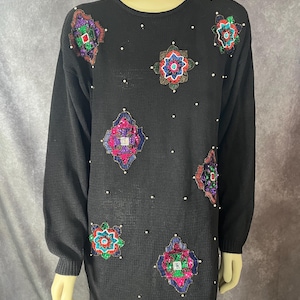 Vintage 80s Oversized Beaded Sweater Size Medium