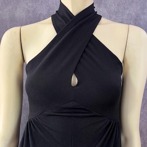 Vintage 1970s Black Halter Style Dress Size 9 Small