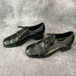 Vintage 1970s Black Oxfords 5.5 Mens / 7 Womens