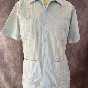 Men&#39;s Vintage 70s Guayabera Small Shirts AS-IS - Choose Color