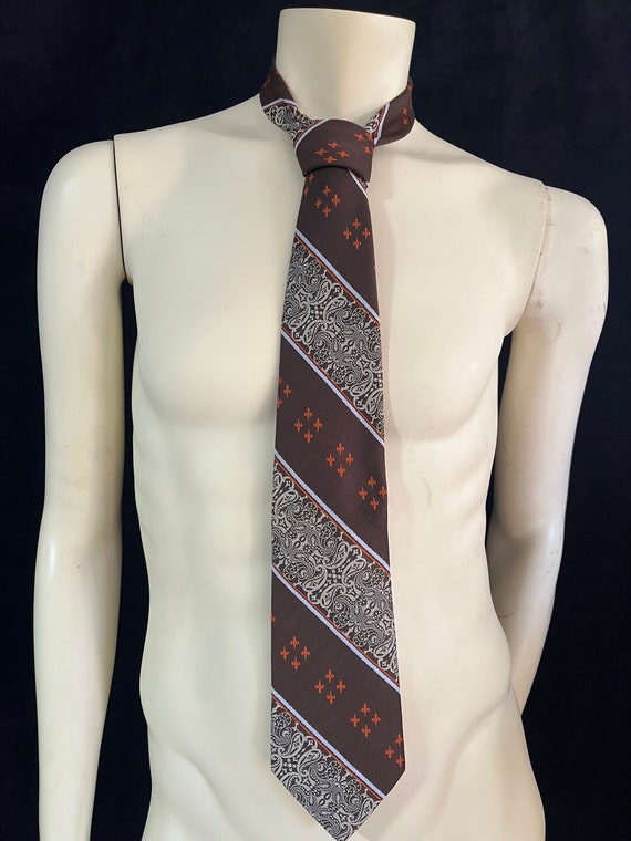 Vintage 1970s Brown & Orange Necktie