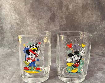 Set of 2 Vintage 2000 Mickey Mouse Disney McDonalds Glasses
