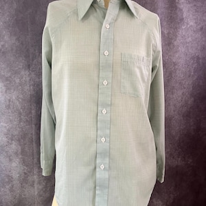 Men&#39;s Vintage Green Button Down Shirt Size Medium