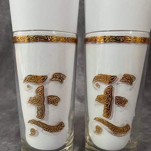 Set of 2 Vintage Culver Initial &quot;E&quot; 22K Gold Cocktail Glass