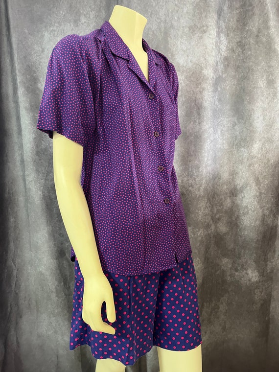 1980s 2 Piece Blouse and Shorts Set Size Small/Med - image 5