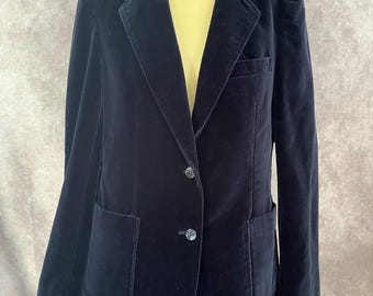 Women's Vintage Navy Blue Velveteen Blazer Size 16