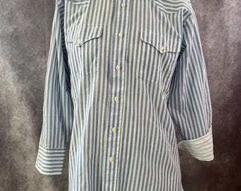 Herren Vintage Panhandle schmal gestreiftes Hemd Größe 32