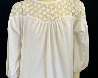 Women's Vintage White Terry Cloth Bathing Suit Coverup Size Large