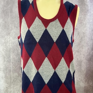 Men&#39;s Vintage Argyle Sweater Vest Size Large