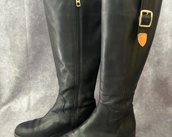 Women's Black Leather Easton Riding Boots Size 7