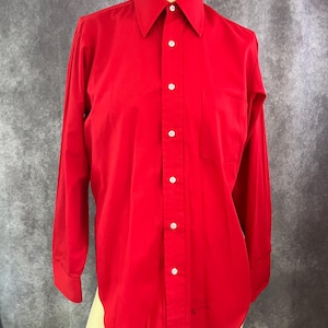 Vintage 70s Red Button Down Shirt Size 32