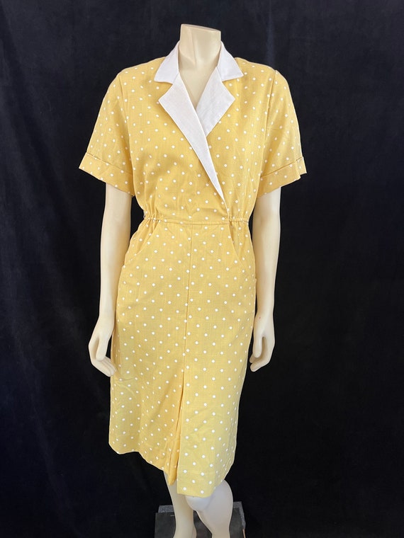 Vintage Yellow and White Polka Dotted Dress