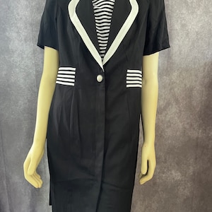 1980s Black & White Dress Size 12P