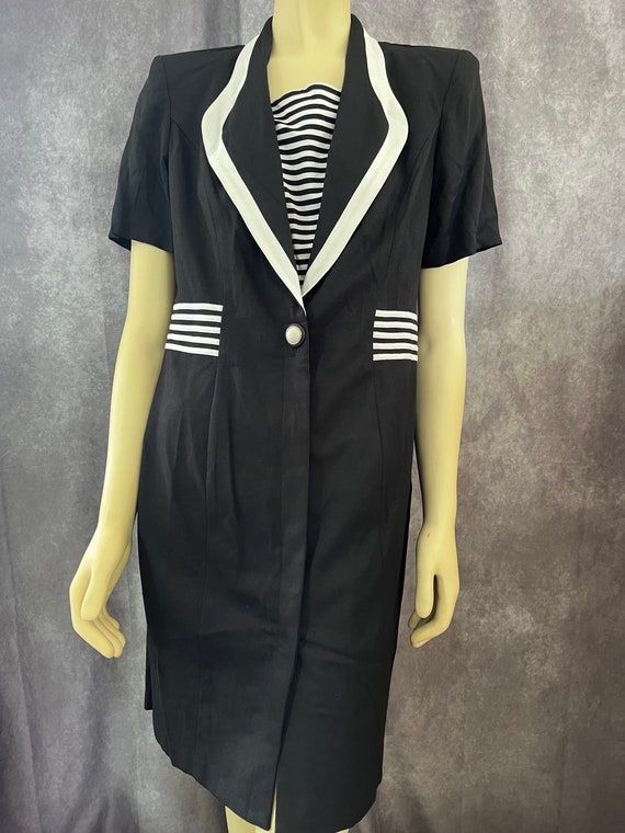 1980s Black & White Dress Size 12P