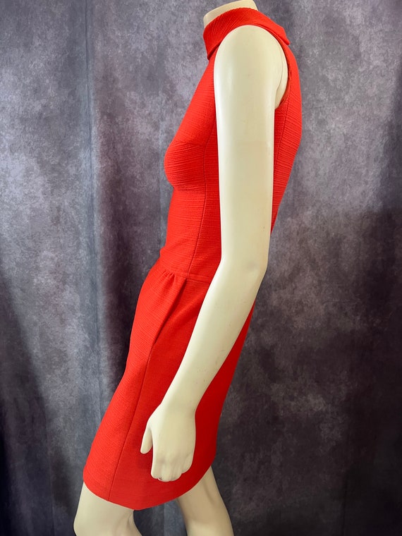 Vintage 1960s Orange Mod Mini Dress Size Small - image 2