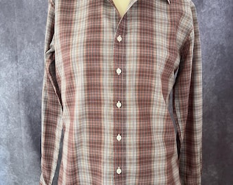 Camisa vintage a cuadros con botones, talla mediana