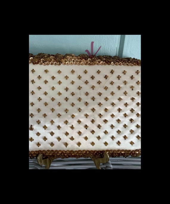 Gold Bead & Sequin Evening Bag Purse - image 5