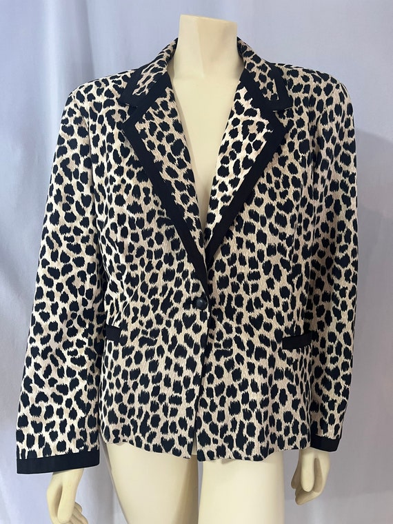 Womens Vintage 1980s Leopard Animal Print Blazer S