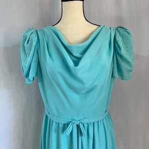 Women's Vintage 1980s Prom Dress with Beaded Short Sleeves