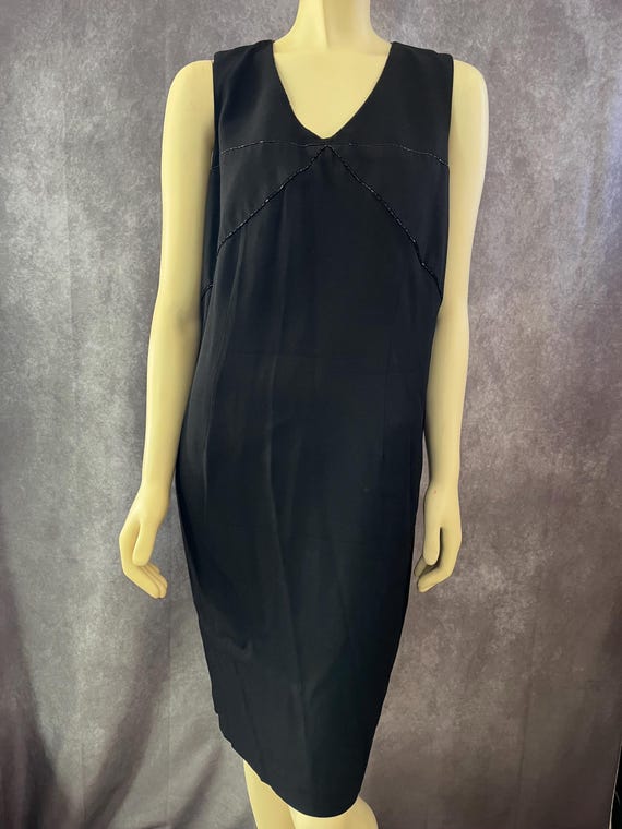 Beaded 90s Black Shift Dress Size 16