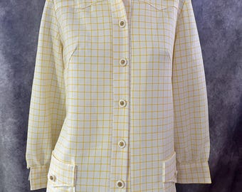 Vintage 1970s Lightweight White & Yellow Jacket Size Small