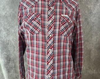 Vintage 70er Jahre Westernhemd mit Perlmutt Druckknöpfen Gr. L