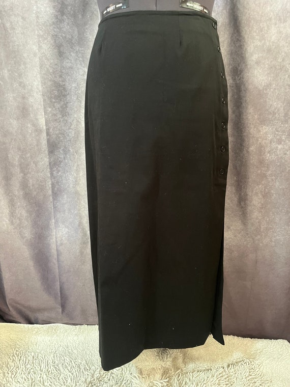 1980s Long Black Skirt with Buttons by Krazy Larr… - image 6