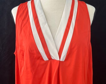 Vintage rood-witte nachtjapon uit de jaren 70, maat Medium