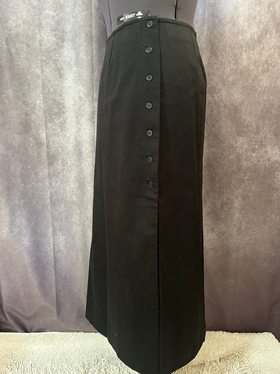 1980s Long Black Skirt with Buttons by Krazy Larr… - image 3