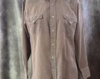 Vintage chemise de cow-boy western fine et légère à carreaux perlée bouton- pression pour homme, sz S - Canada