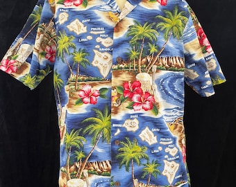 Men's Vintage Hawaiian Islands Shirt Size Medium
