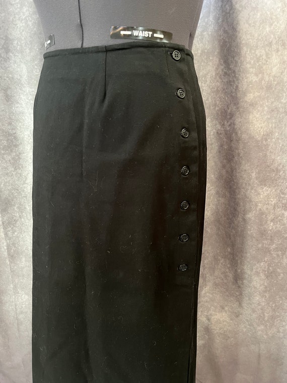 1980s Long Black Skirt with Buttons by Krazy Larr… - image 2